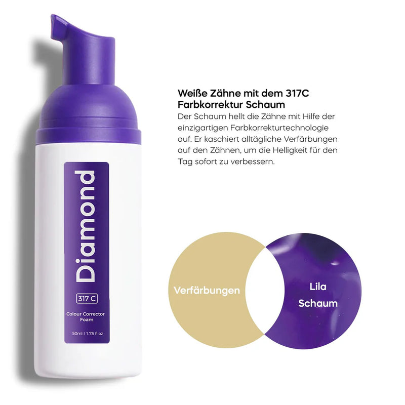 Diamond Smile lila tandblekningsskum med effekt och förklaring
