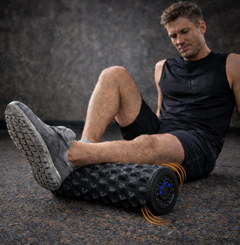Massasjepistolsett med foam roller for muskelrestitusjon