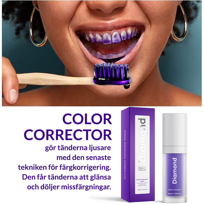 Lila tandblekning Diamond Smile färgkorrigeringsserum - applikation och förklaring för hemma